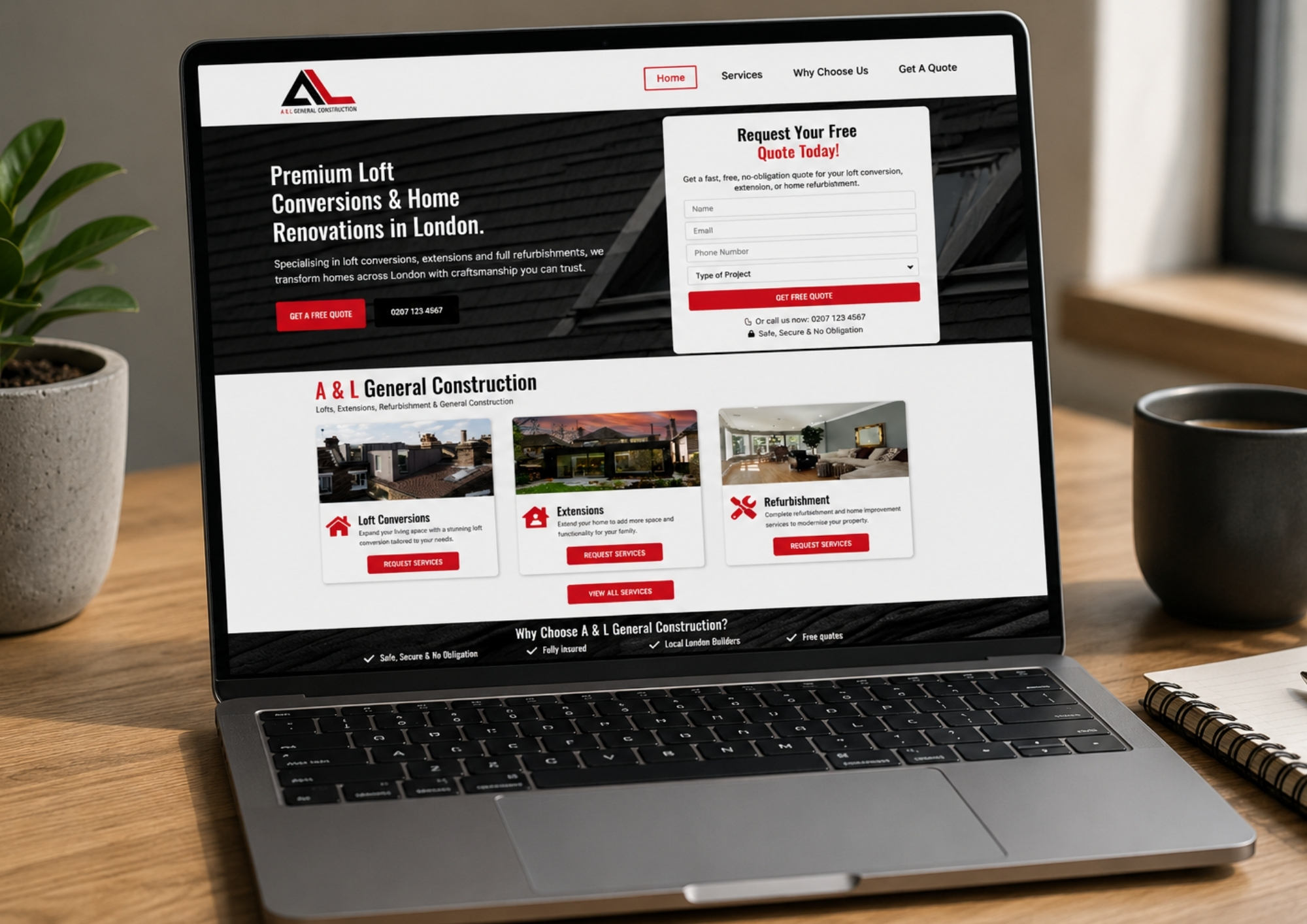 A & L General Construction website design