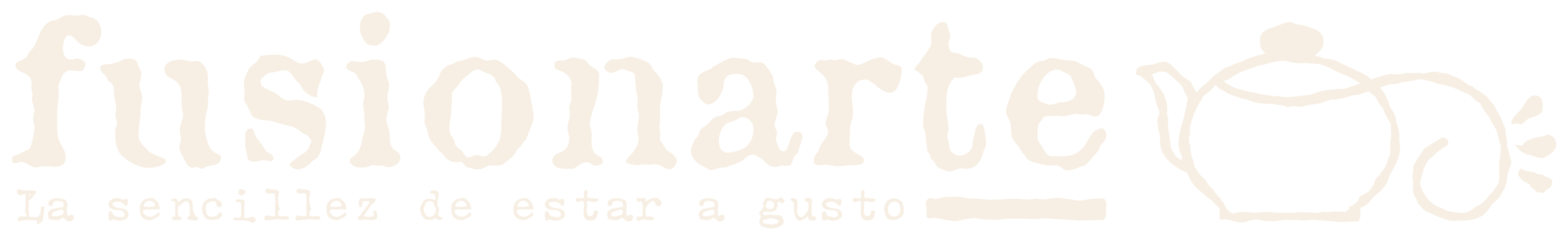 Logotipo completo de Fusionarte en crema sobre verde