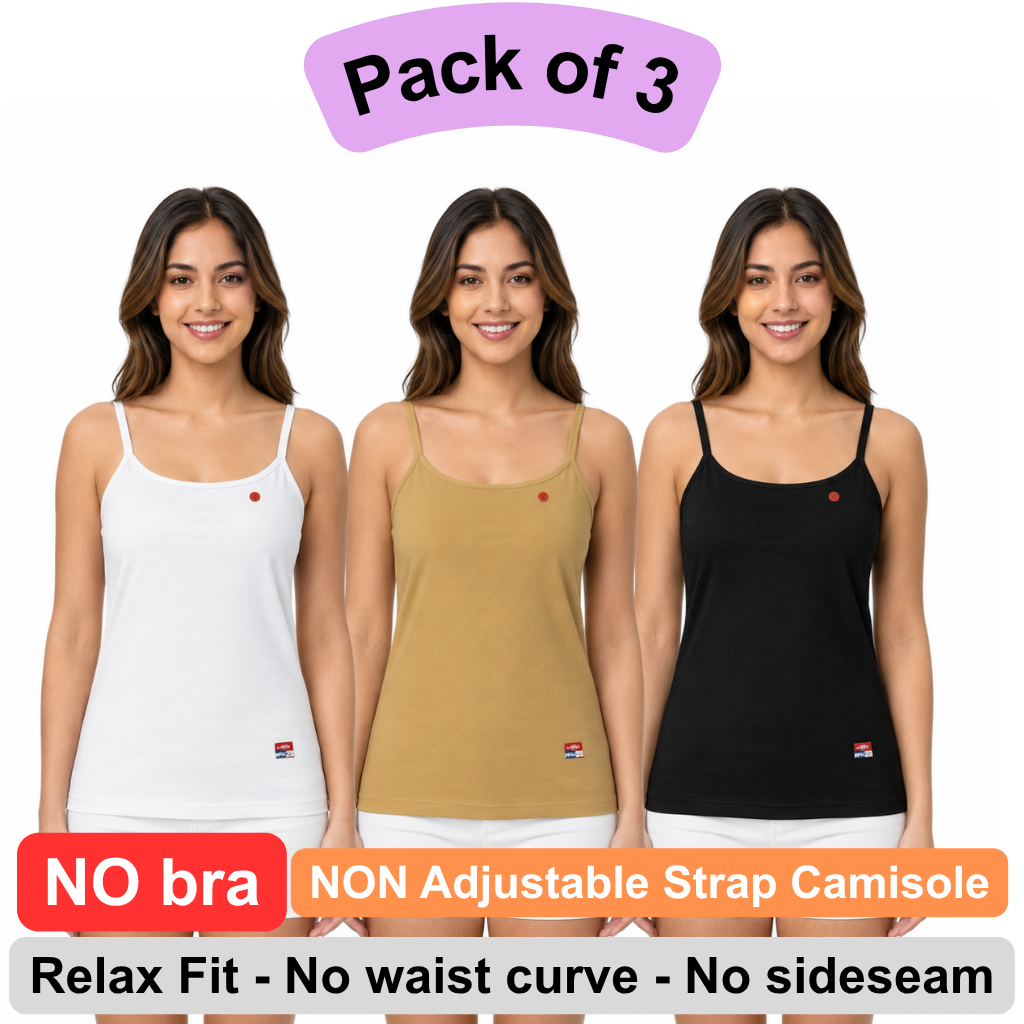 Camisole NON Adjustable Strap for Women - Pack of 3 - ₹369