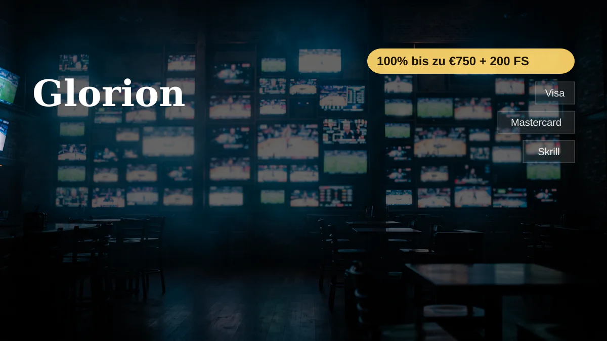 Glorion Casino — Willkommensbonus 100% bis zu €750 + 200 FS, Zahlungen: Visa, Mastercard, Skrill, Neteller, Sofort