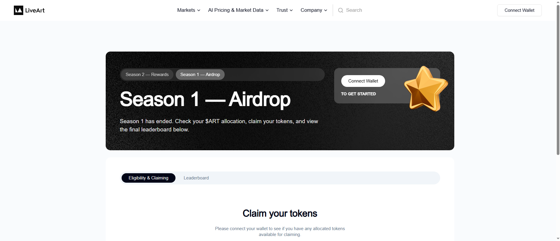Forensic screenshot of claim.liveart-airdrop.xyz showing the phishing page layout
