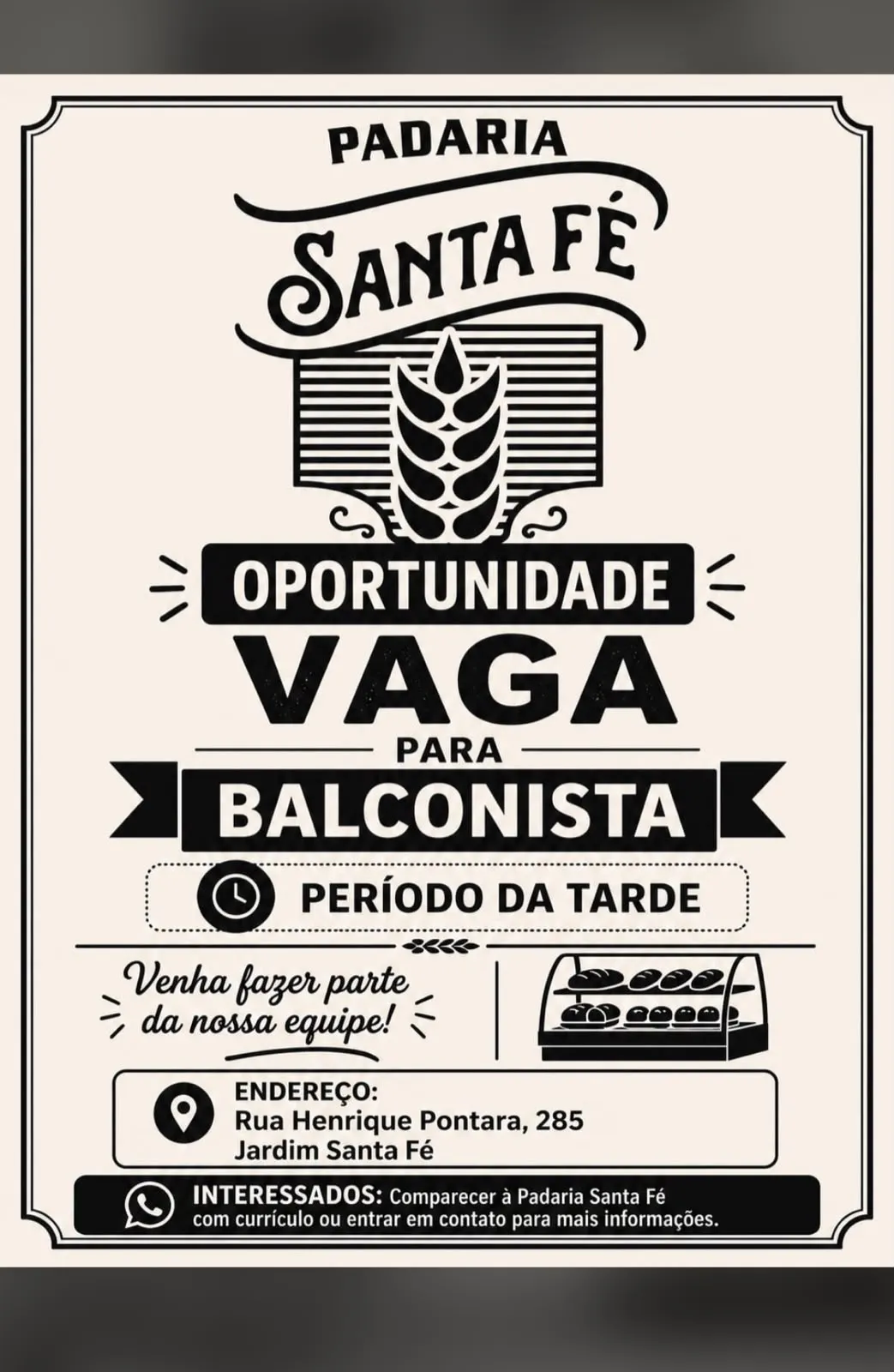 Vaga Para Balconista