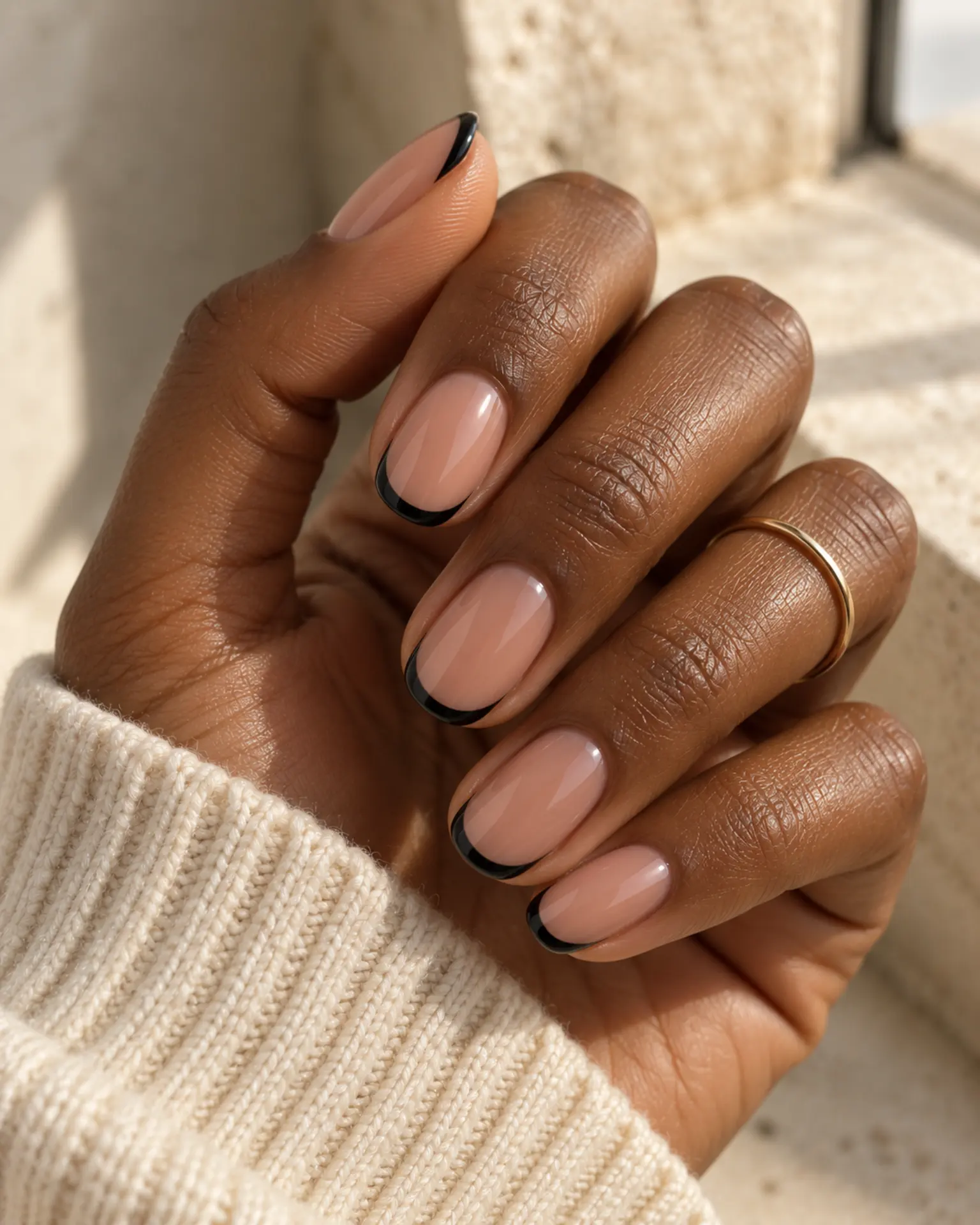 Black Micro French Edge manicure inspiration for black nail ideas