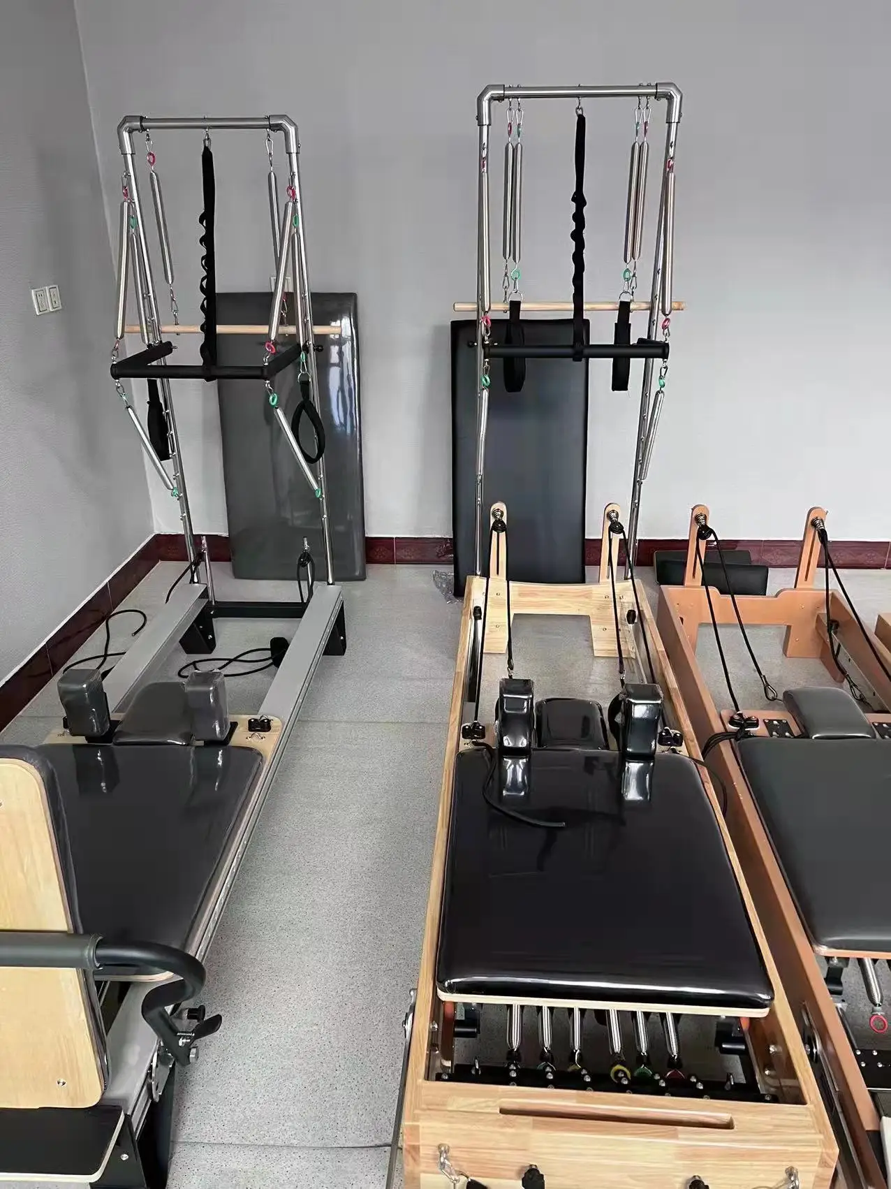 Maple Beech Oak Wood Folding Pilates Reformer Fitness Equipment Set view 4