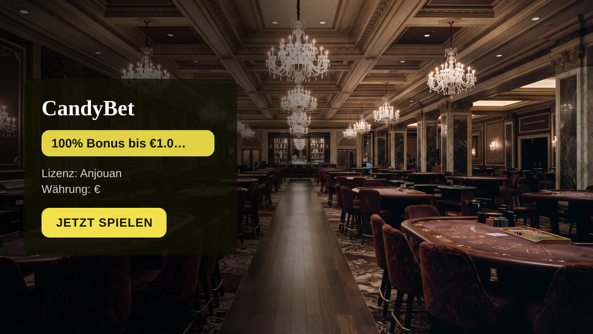 CandyBet Casino — Willkommensbonus 100% Bonus bis €1.000 + 300 FS, Zahlungen: Visa, Mastercard, Skrill, Neteller, Sofort