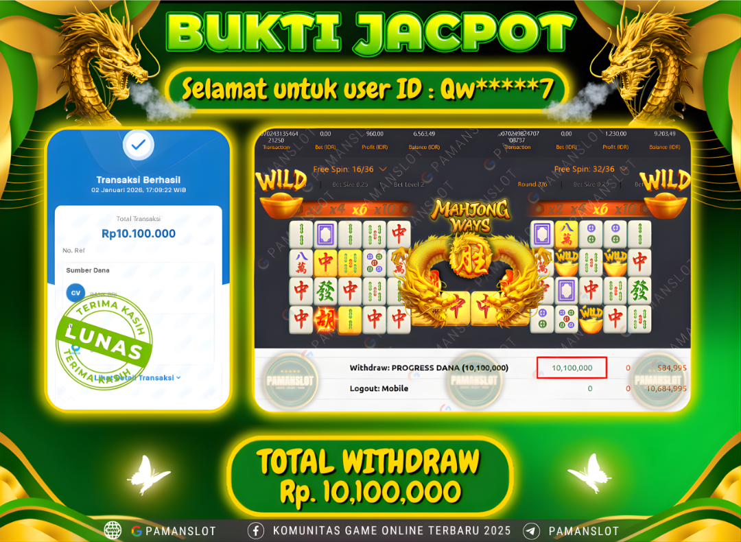 PAMANSLOT JACKPOT Game PG - Mahjong Ways Rp.10,100,000- LUNAS