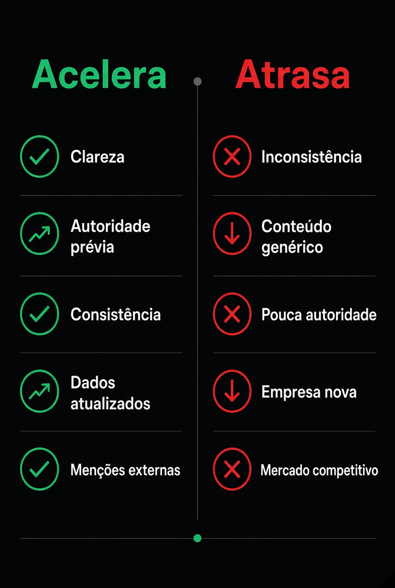 O que acelera vs o que atrasa a citação pelas IAs