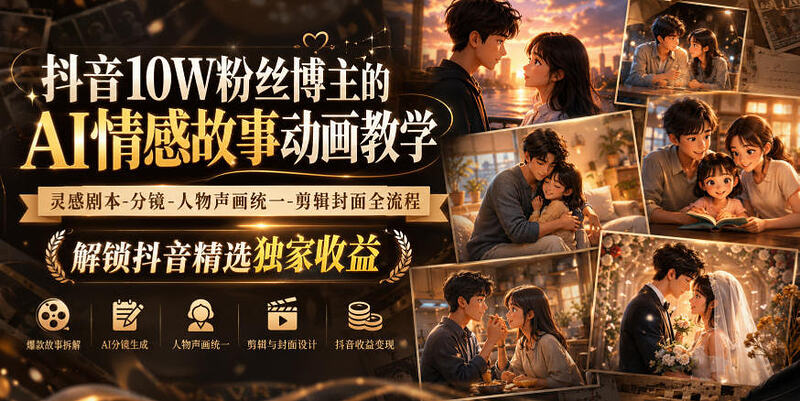 抖音10W粉丝博主的AI情感故事动画教学
