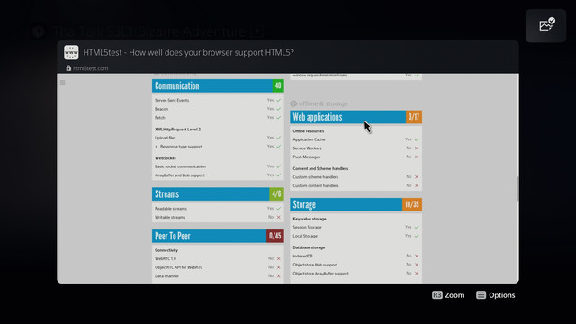 Playstation 5 Web Browser HTML5 Test Results