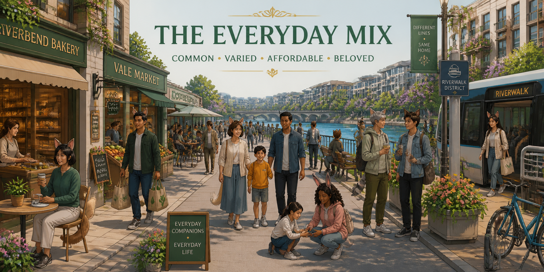 Ordinary mixed-breed demi-human companions in a middle-class Brazorian neighborhood