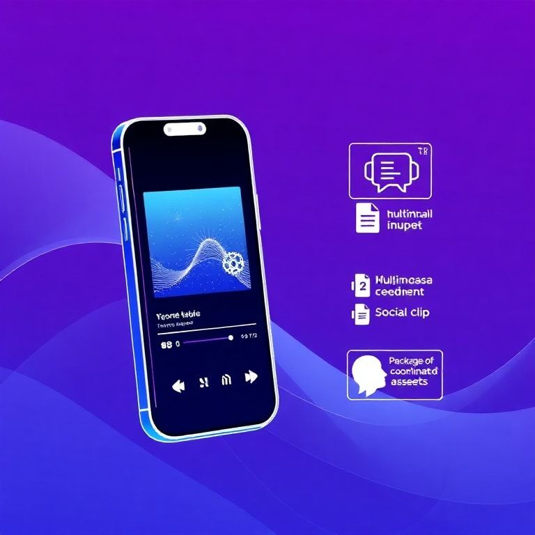 Conceptual illustration of future AI podcast thumbnail trends: dynamic, personalized, and multimodal