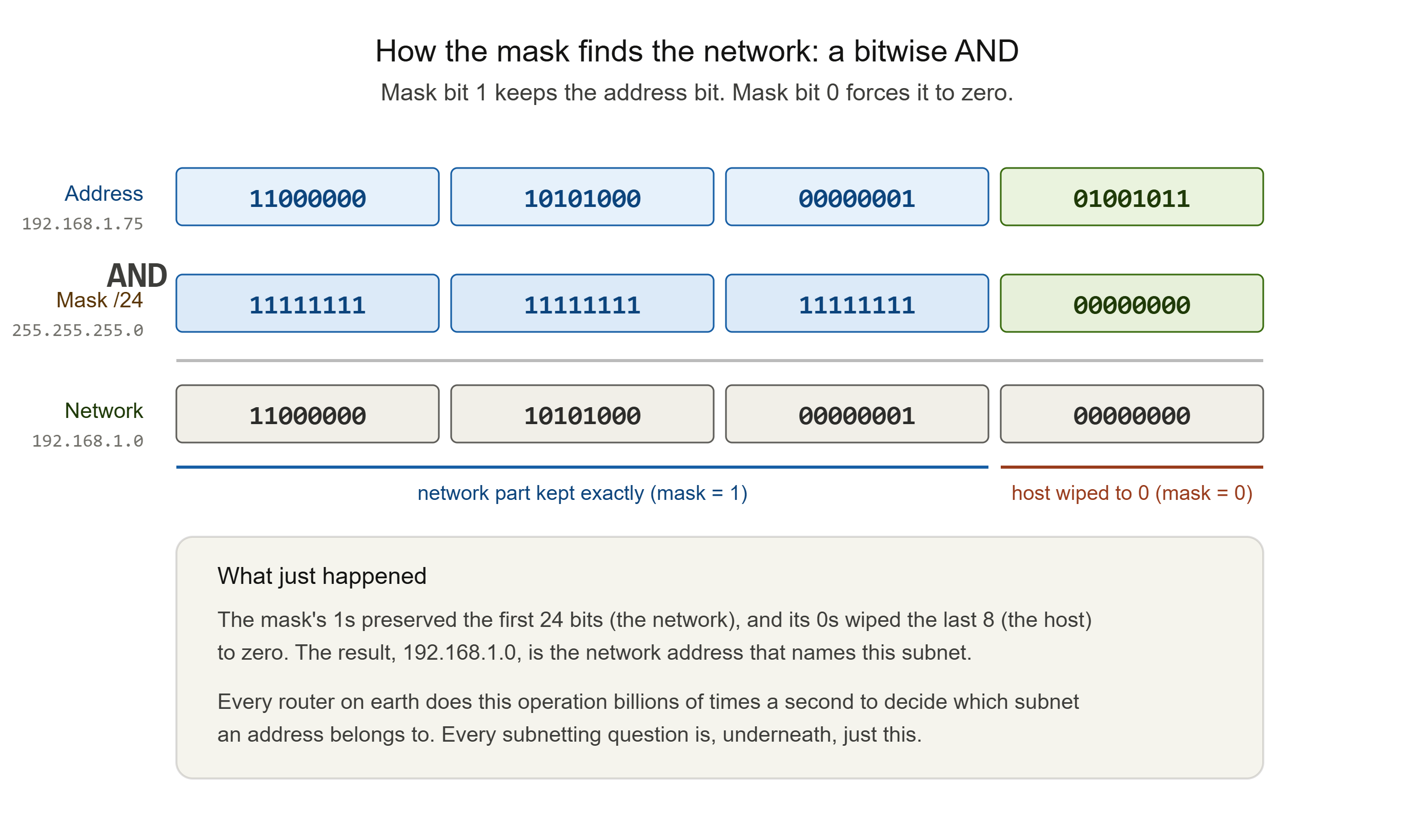 alt The Bitwise AND: How the Mask Finds the Network