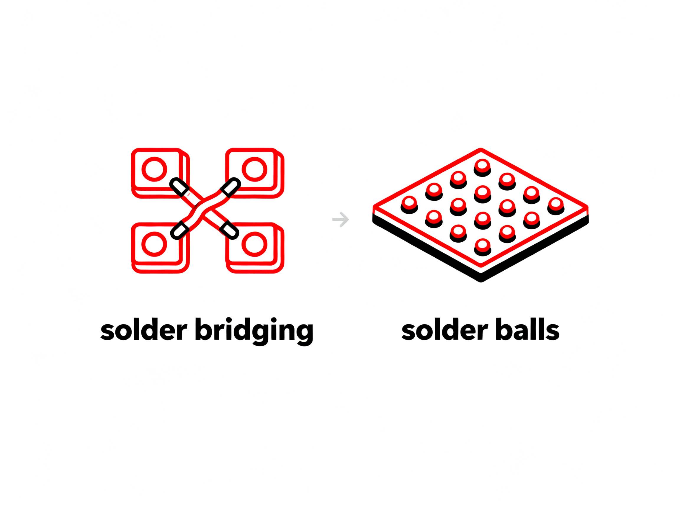Selective soldering defects schematic.