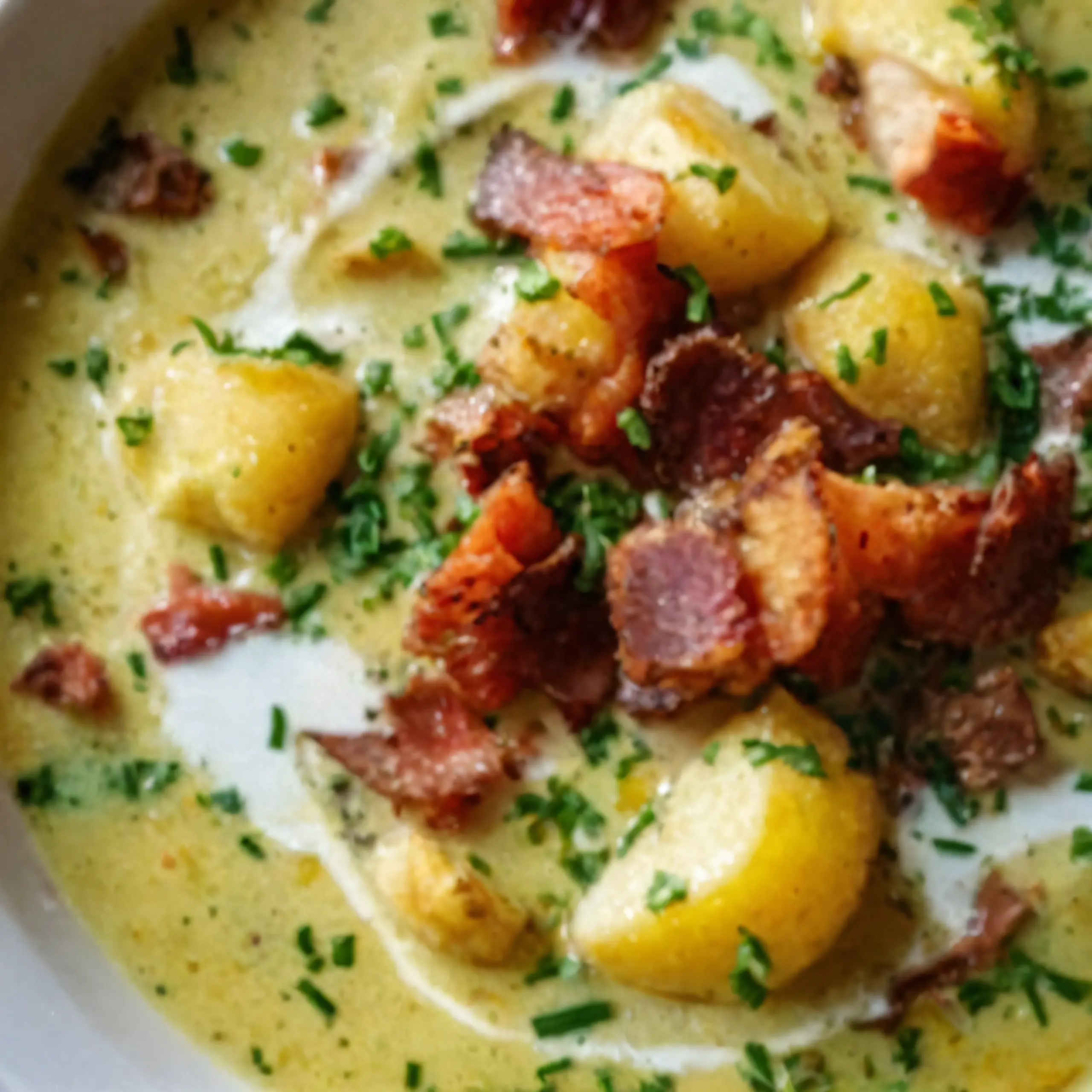 Loaded Potato Soup with Crispy Ham - Comfortable Treat!