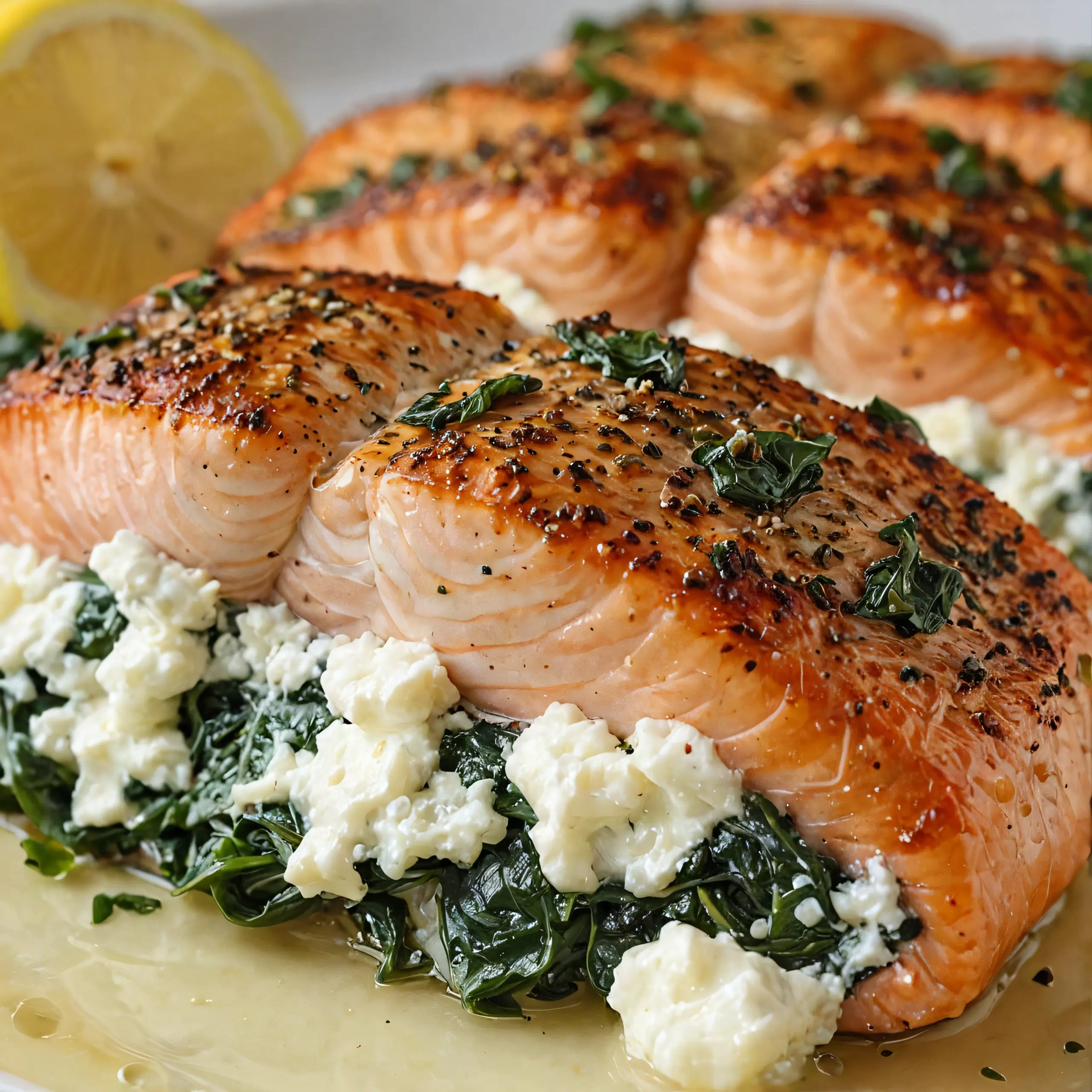 Stuffed Salmon with Baked Feta and Spinach