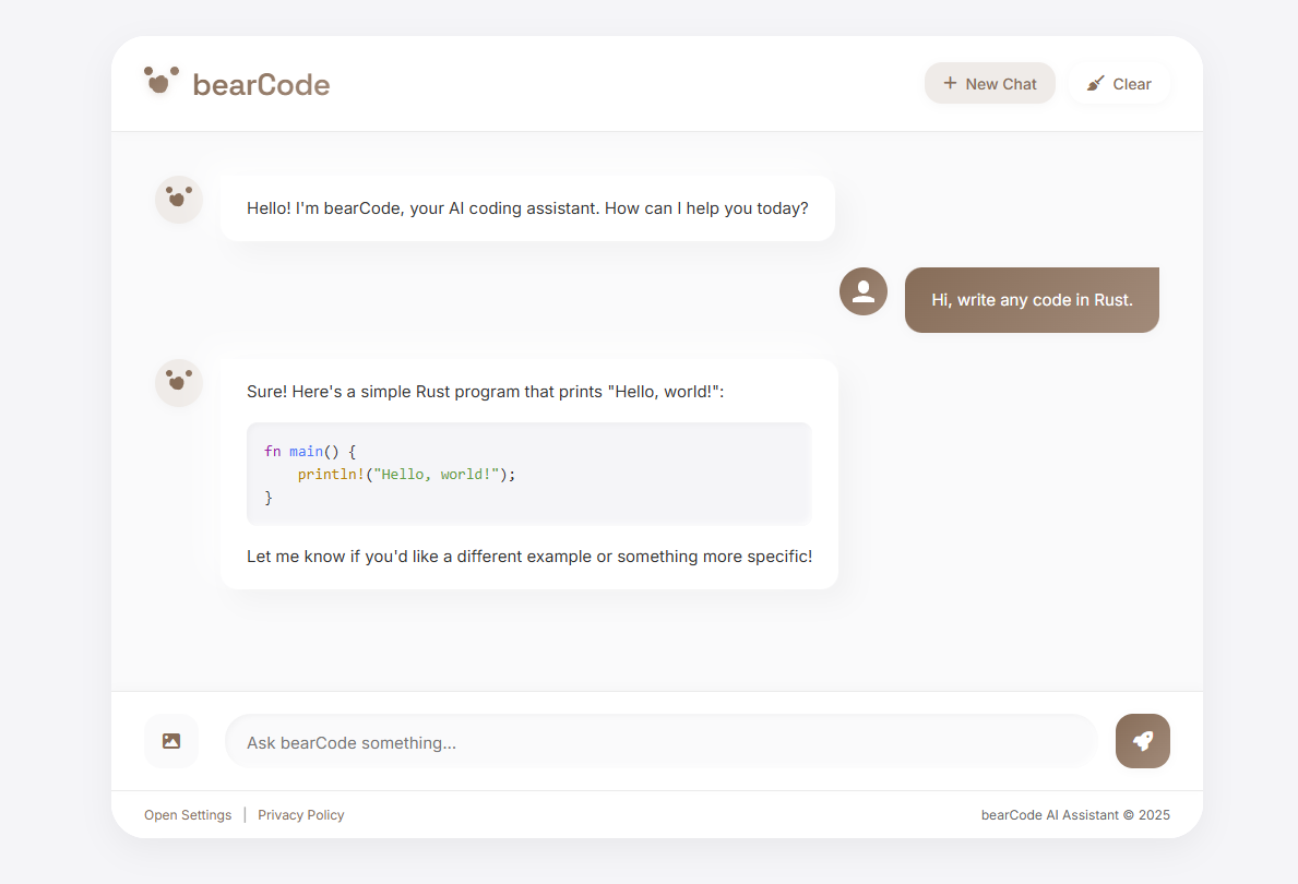 bearCode AI Assistant Interface