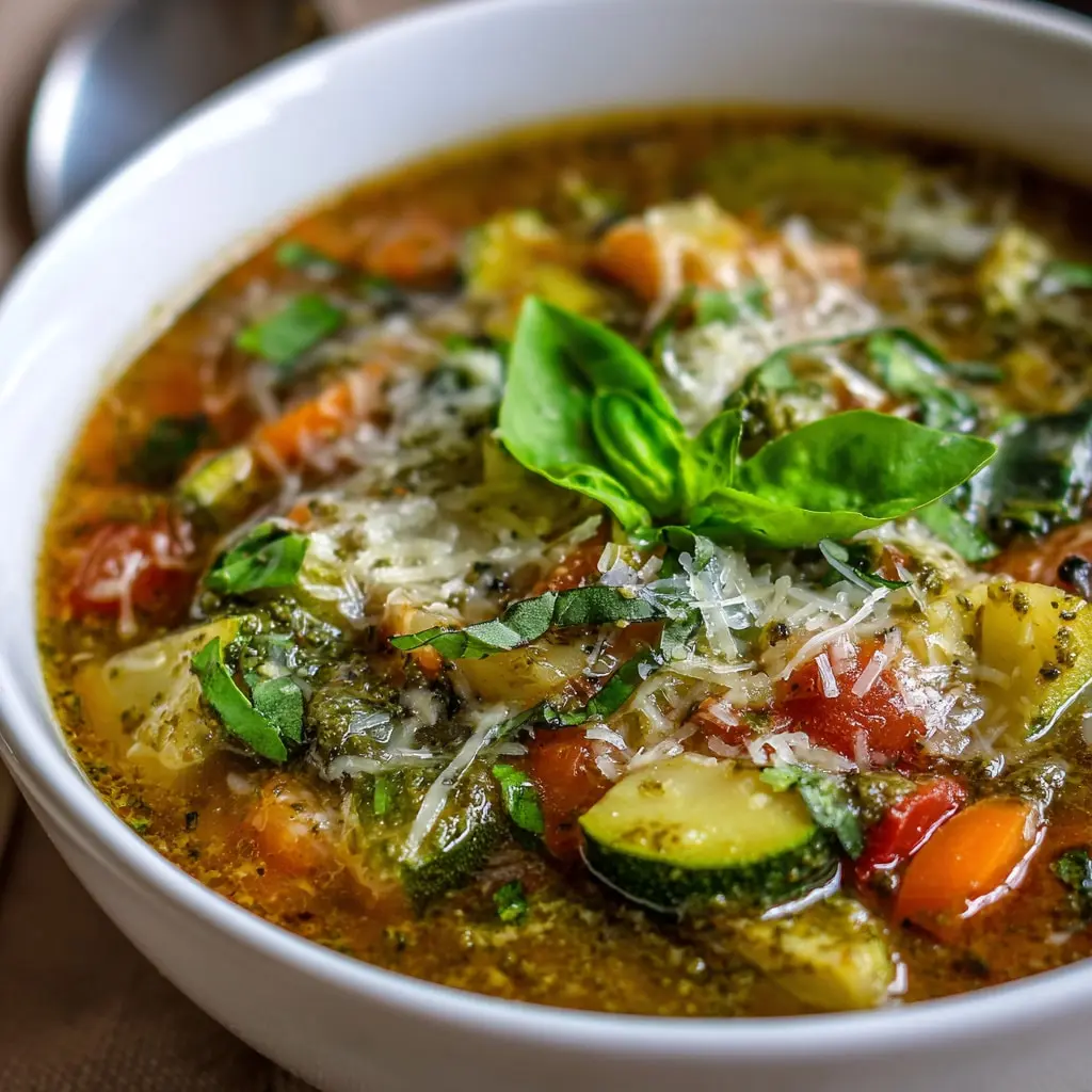 Italian Basil Pesto Vegetable Soup: A Herbaceous Light Dinner