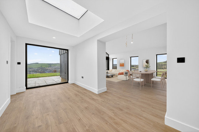 Furnished living and dining hall after virtual staging
