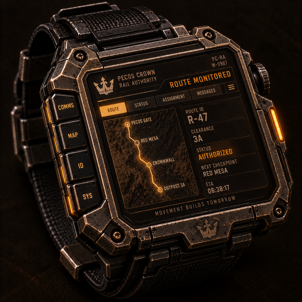 Pecos Crown tracking holowatch used by registered demi-humans