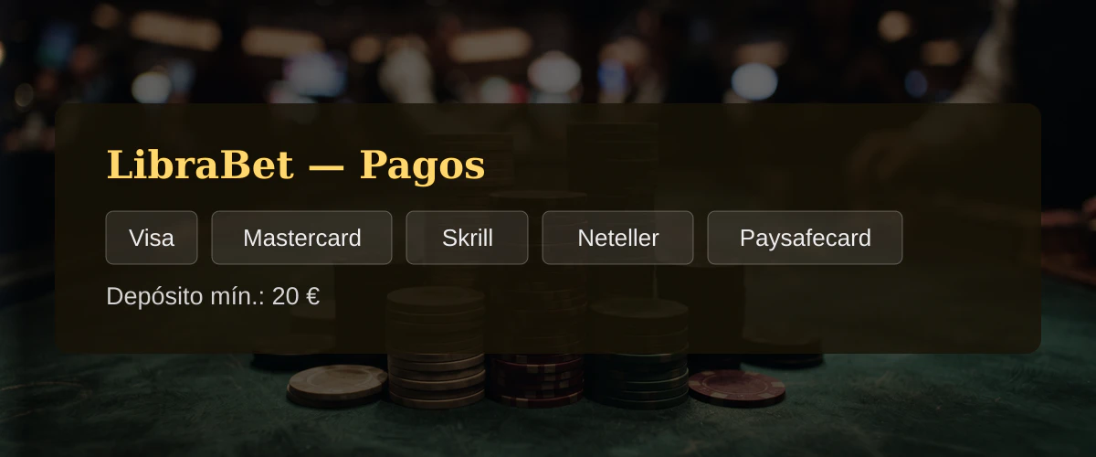 LibraBet — Pagos: Visa, Mastercard, Skrill, Neteller, Paysafecard
