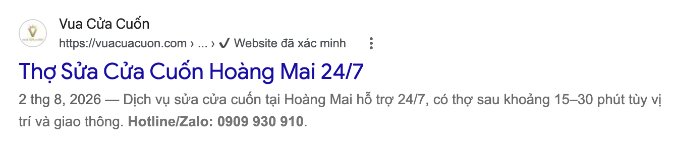 Kết quả Google cần bấm vào