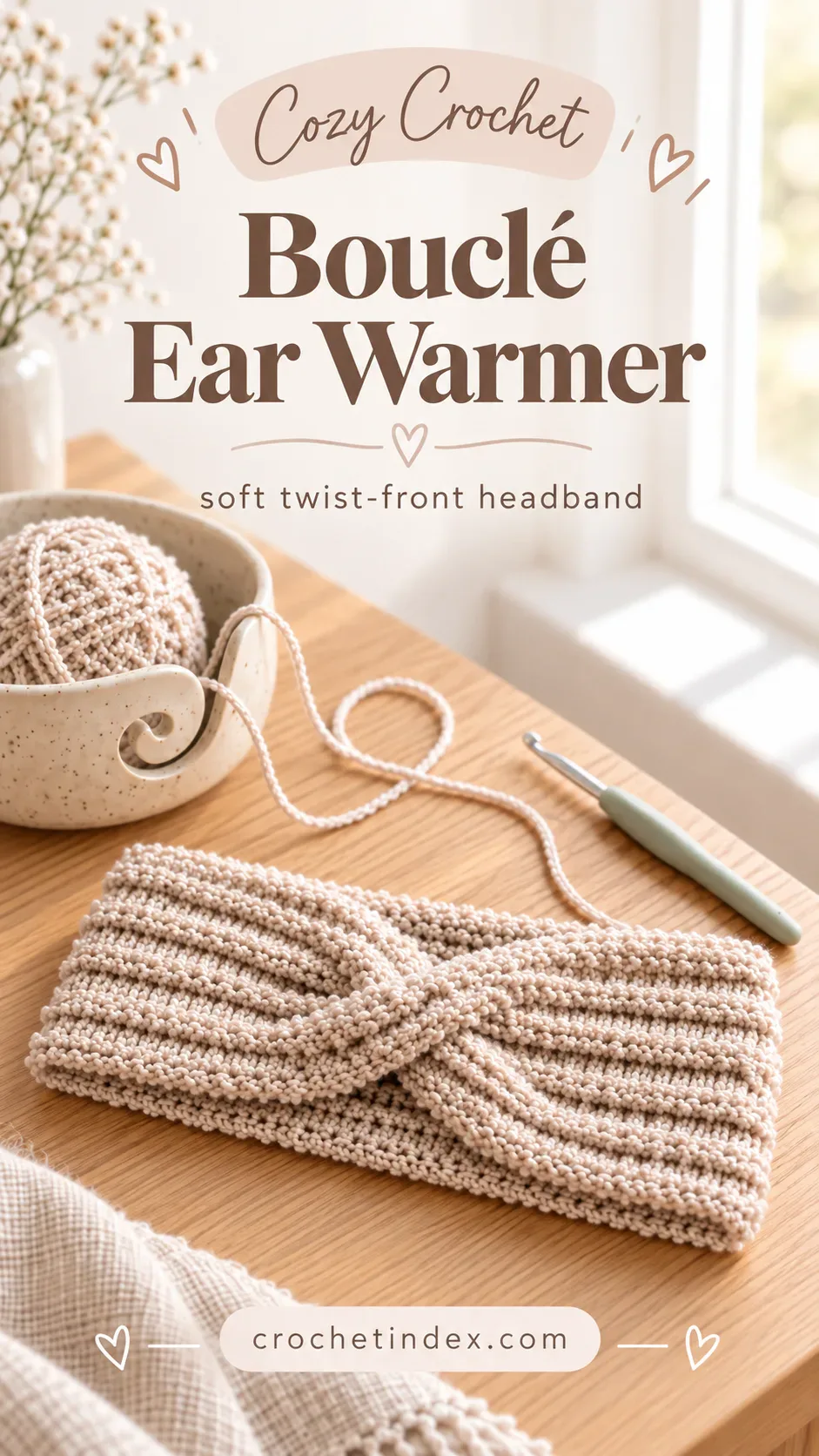 Cozy Bouclé Ear Warmer Pinterest project poster