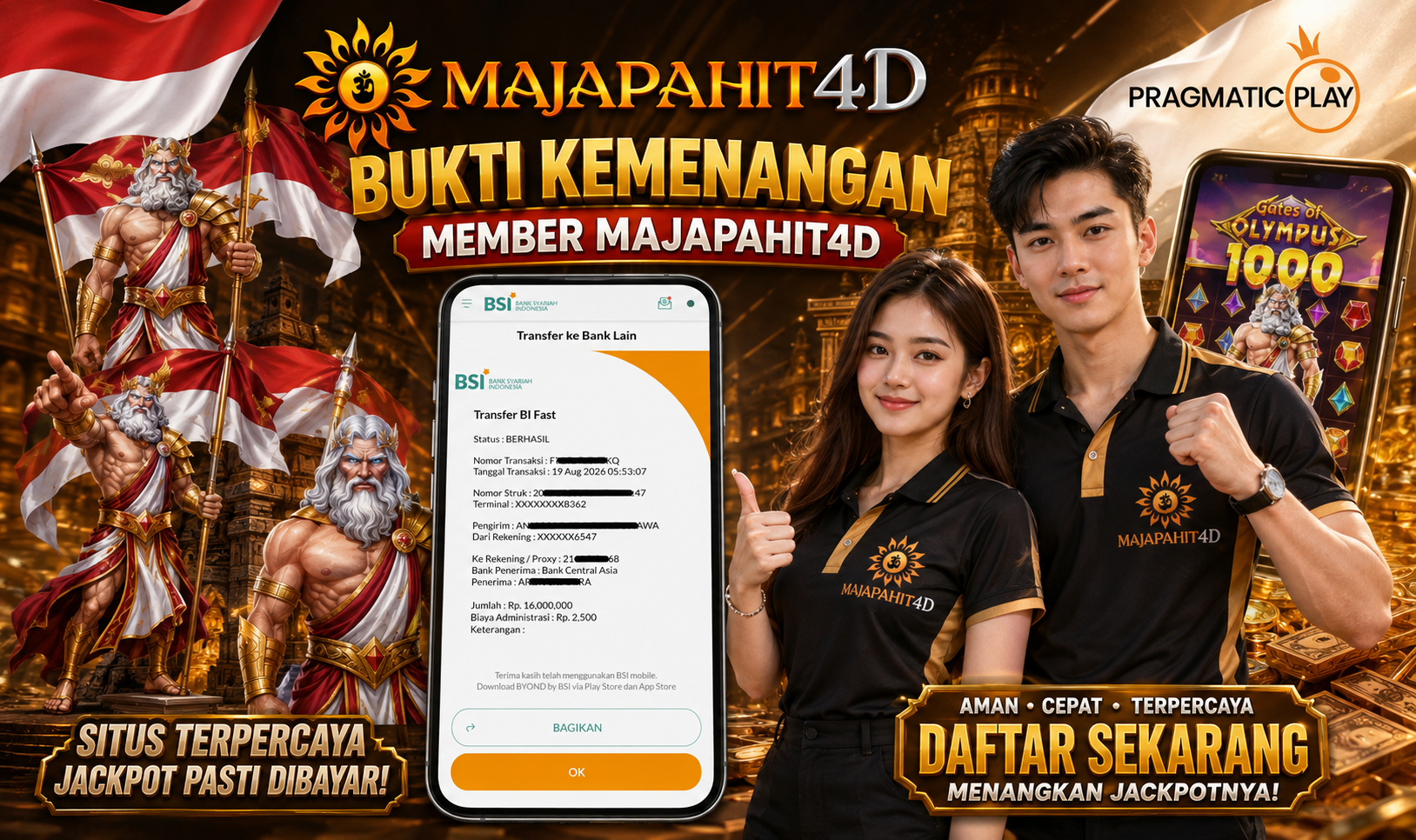 MAJAPAHIT4D JACKPOT GATE OF OLYMPUS 1000 Rp.16.000.000.,- LUNAS