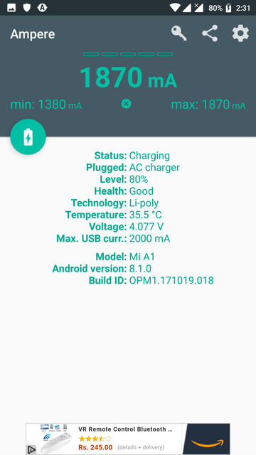 Current Measured while charging with Original Wall Charger
