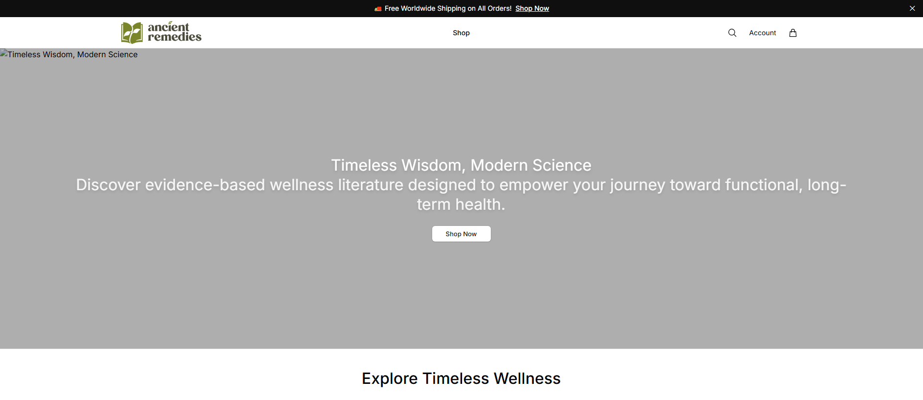 Stored capture of ancientremediescare.shop