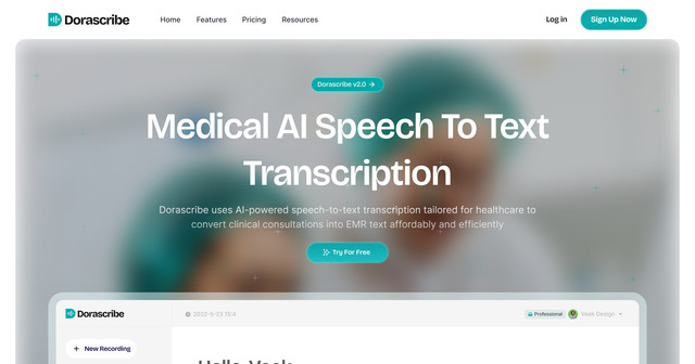 Dorascribe - Medical AI speech to text transcription