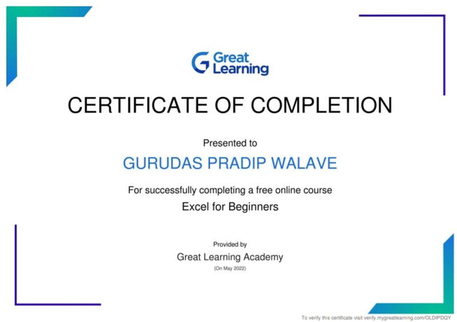 Great-Learning-excel-certificate