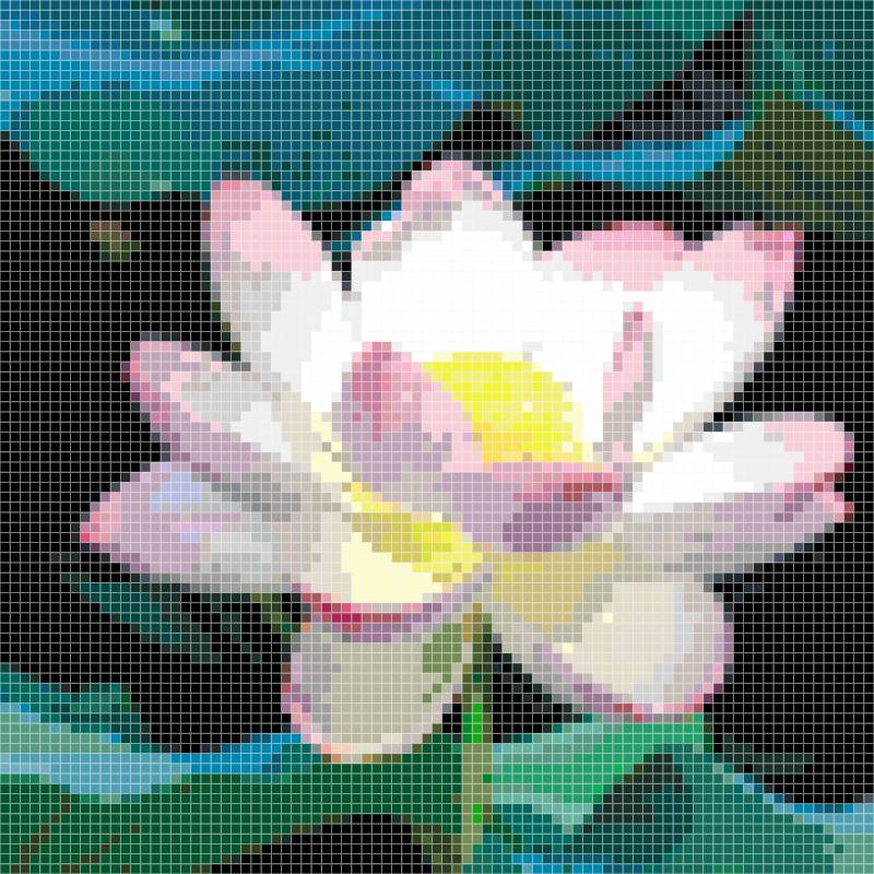 Sunlit Pink-White Lotus Flower Pixel Art Perler Be