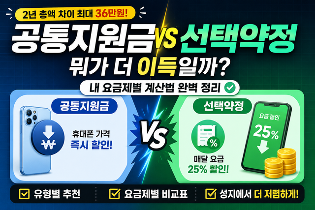 휴대폰 공시지원금 선택약정 비교