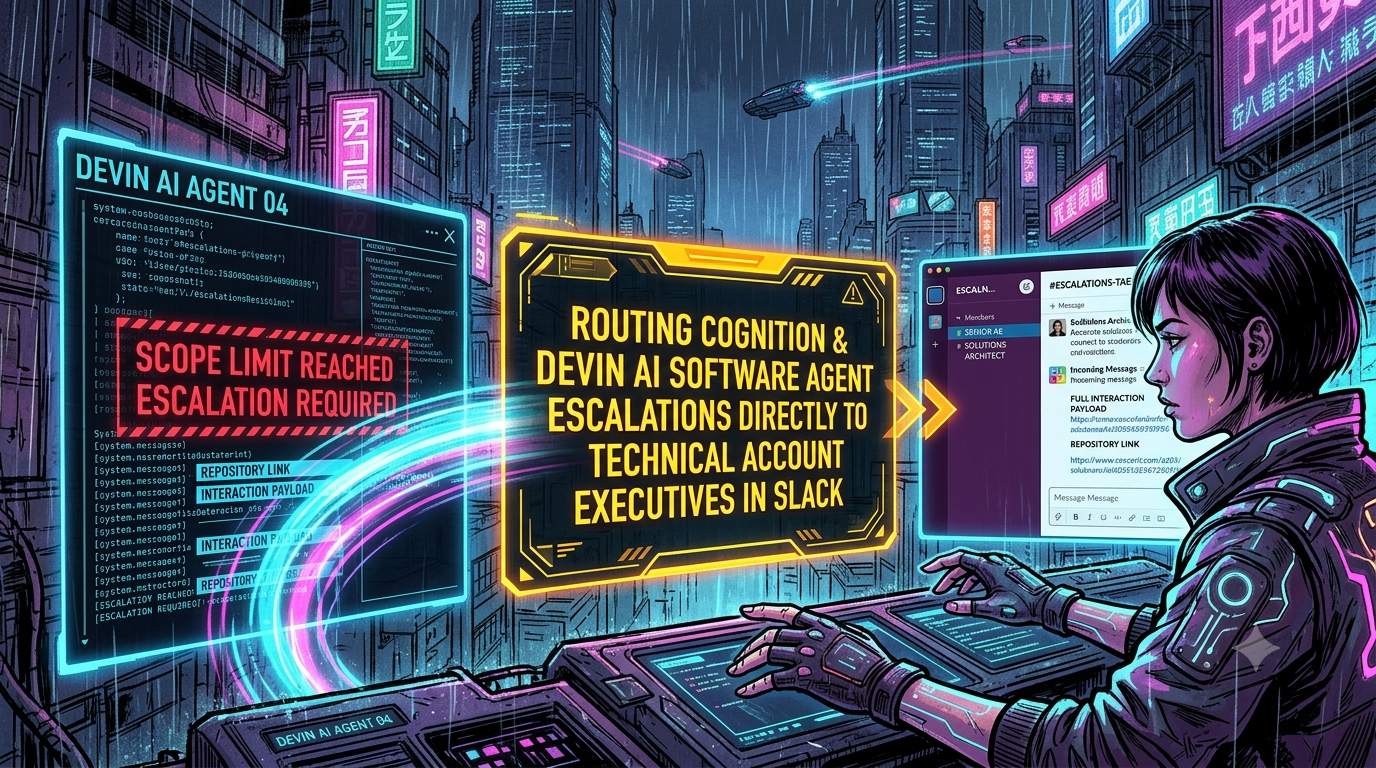 Real-Time Technical Sales Orchestration: Routing Autonomous AI Agent Escalations (Cognition / Devin) directly to Technical Account Executives in Slack cover image
