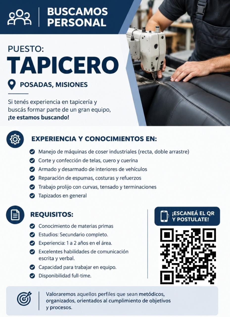 Se busca Tapicero en Posadas