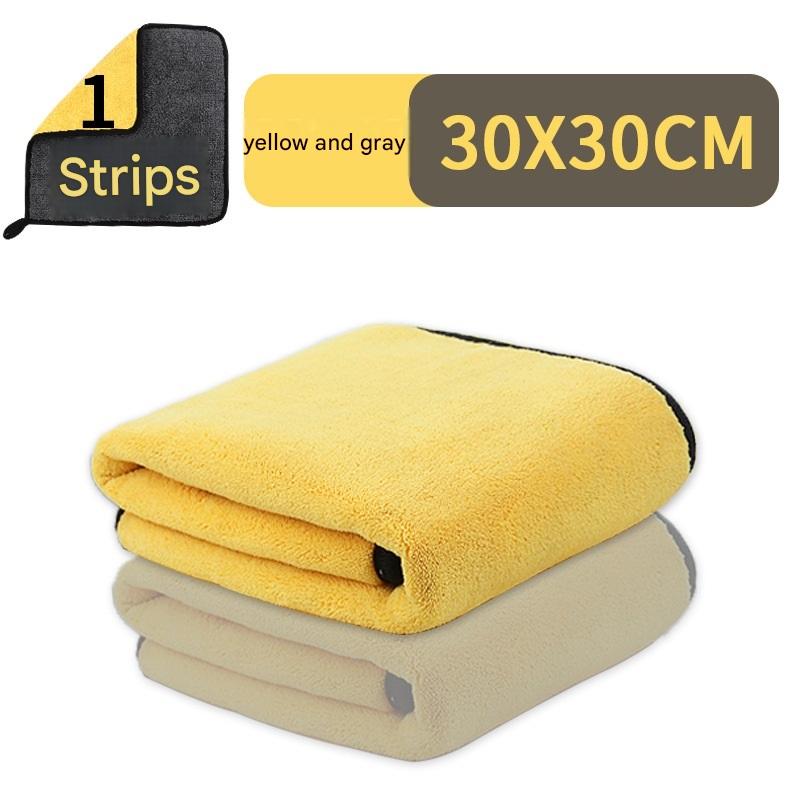 Yellow and Grey 30*30cm Pet Paw-Wiping Towel- Thickened Coral Fleece Super Absorbent Quick Dry Bath Towel for Dogs and Cats, Non Shedding Grooming Wrap