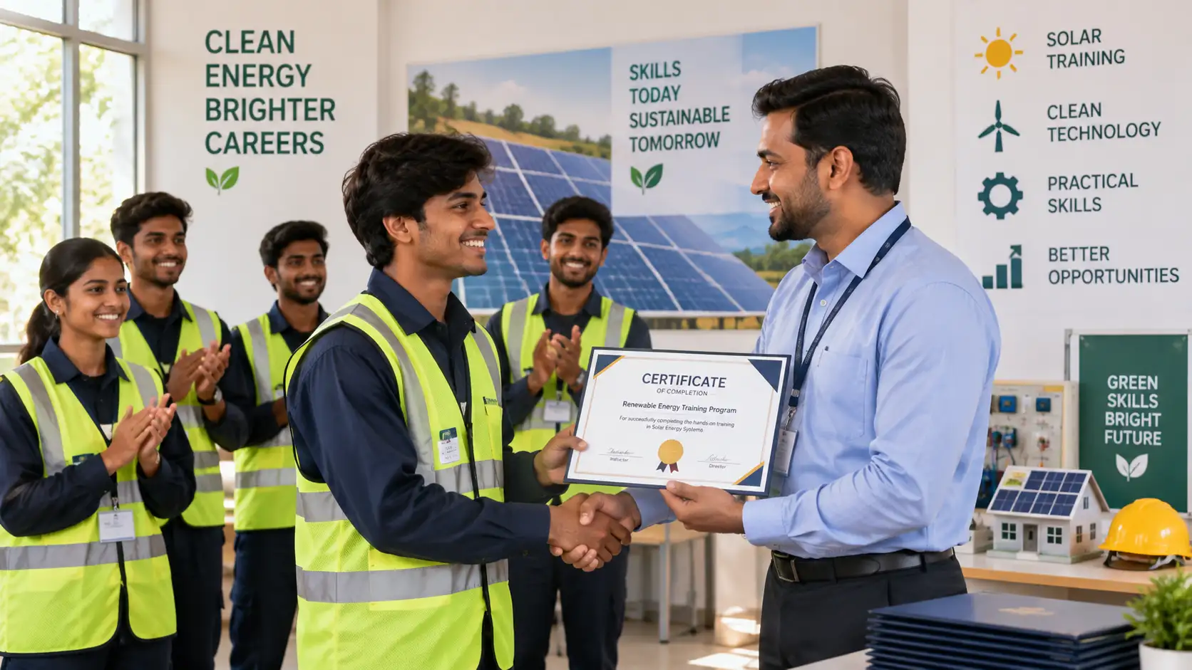 Trainee receiving a renewable energy certification