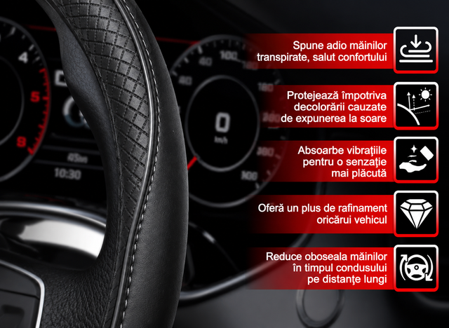 Husa pentru volan auto NextWave neagra - imagine 2