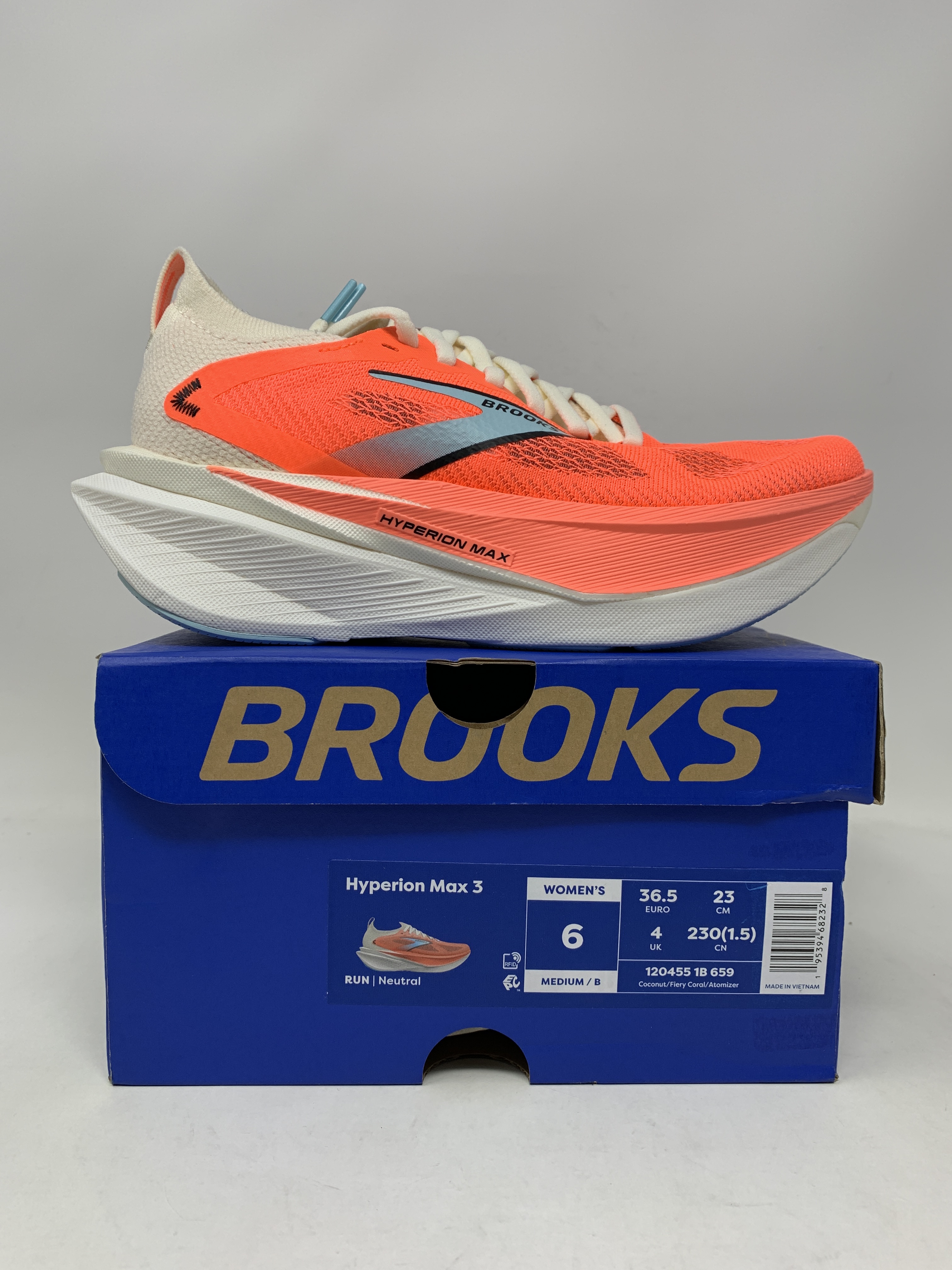 インフィニティ Women's Brooks Hyperion Max 3, Coconut/Fiery Coral/Atomizer, 6 B