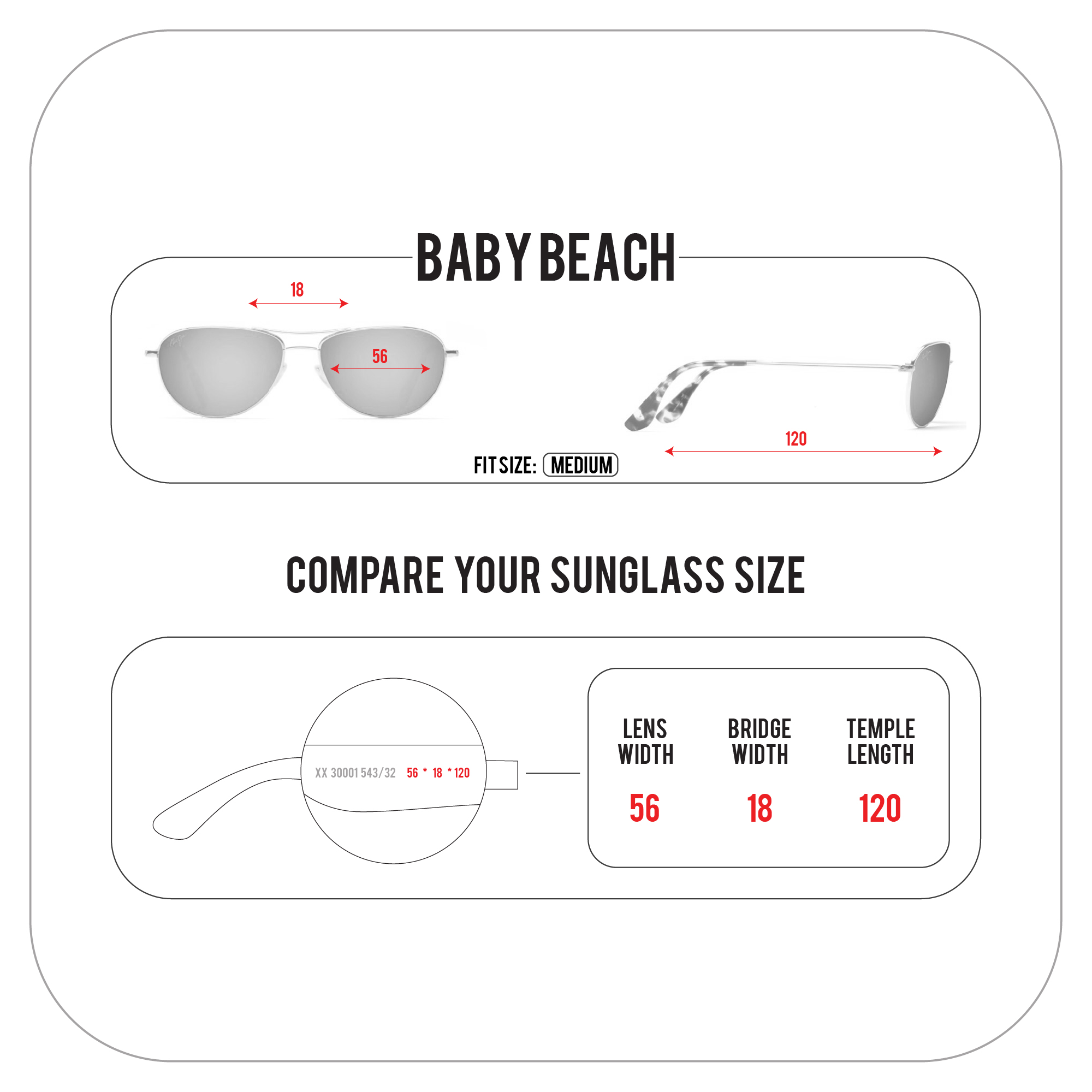 Sunglass Size Chart