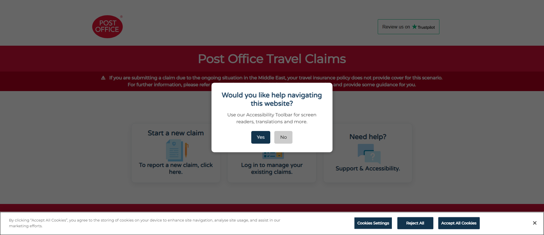 Stored capture of postoffice.claimhere.co.uk