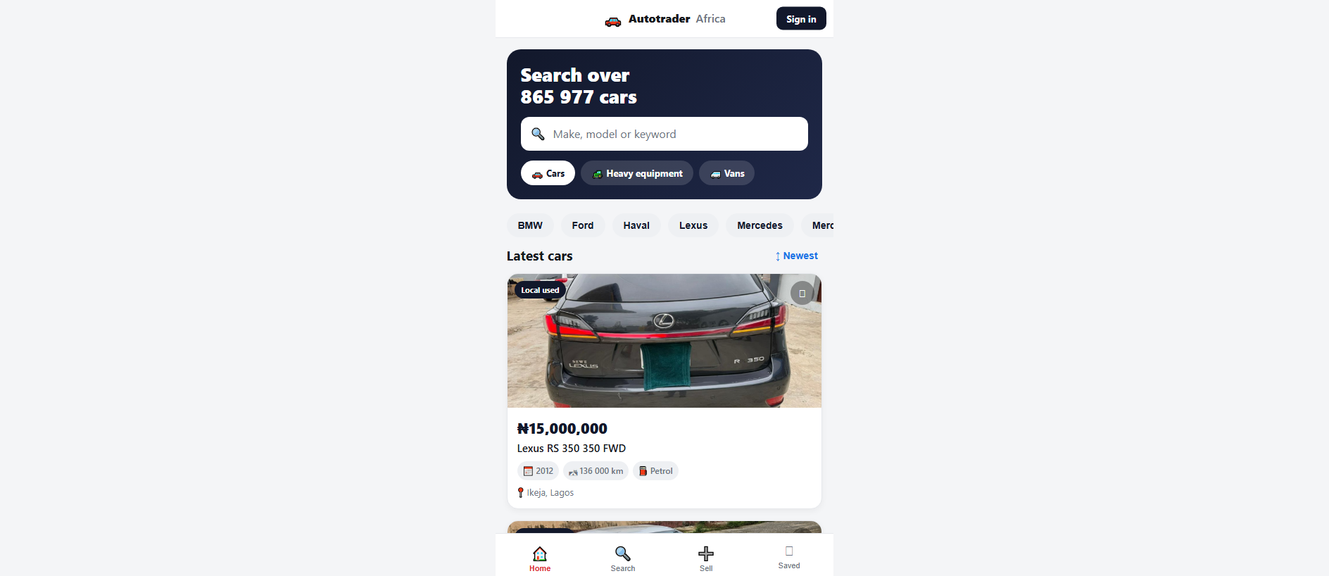 Stored capture of autotrader-africa.pages.dev