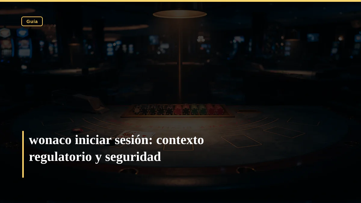 wonaco iniciar sesión: contexto regulatorio y seguridad