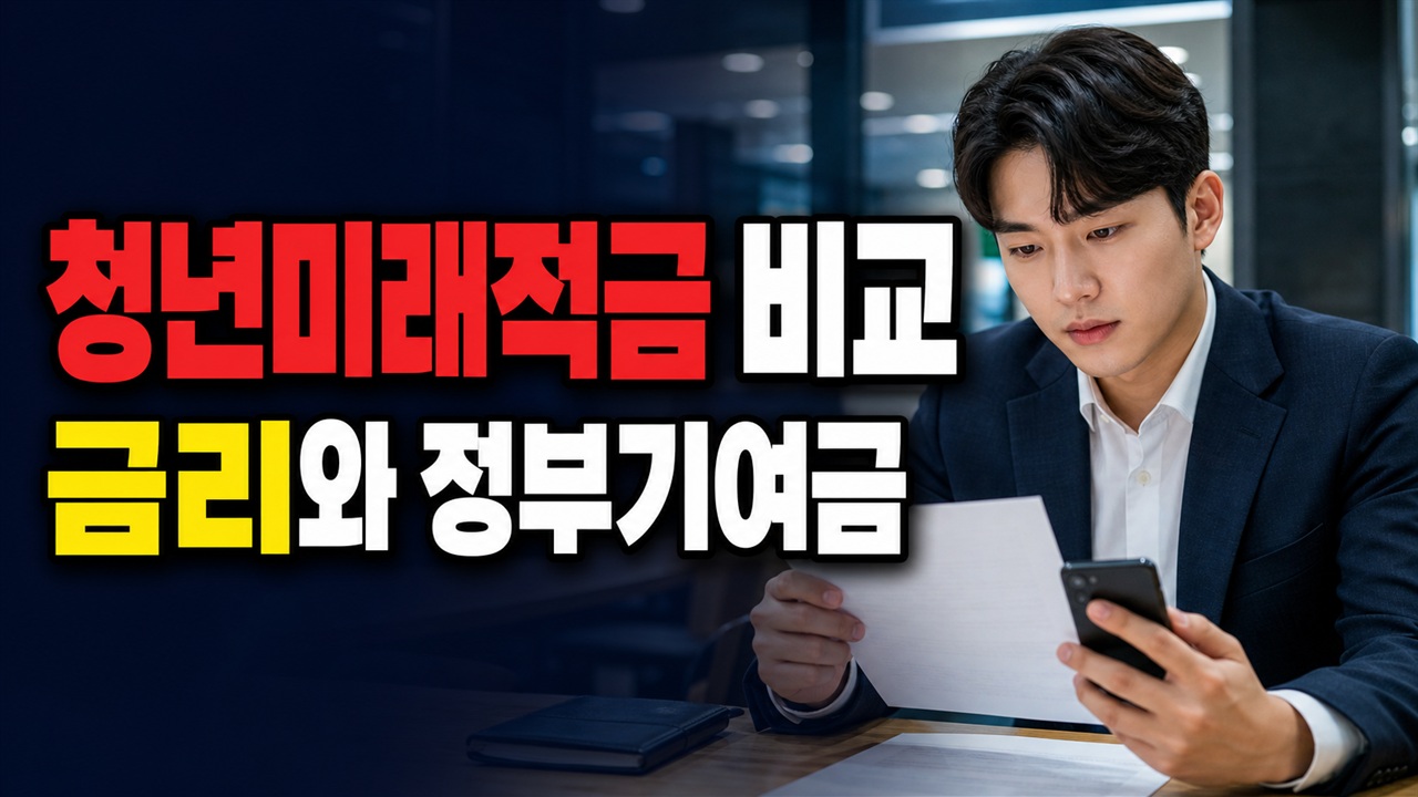 청년미래적금 금리와 정부기여금, 청년도약계좌 갈아타기 전에 비교할 숫자 관련 핵심 정보를 상징적으로 보여주는 썸네일 이미지