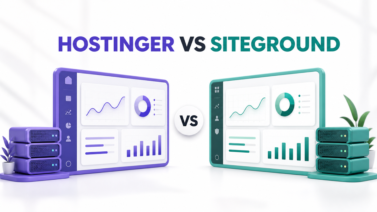 Hostinger vs SiteGround affiliate program comparison with hosting offer cards