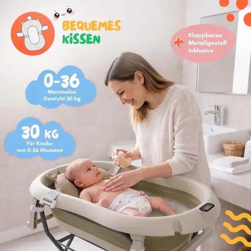 Moovkee Opvouwbaar Babybad met Standaard – Babybadje 80 cm Beige - ZitBadXL.nl