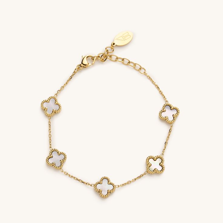 Van Cleef Bracelet White and Gold Mini