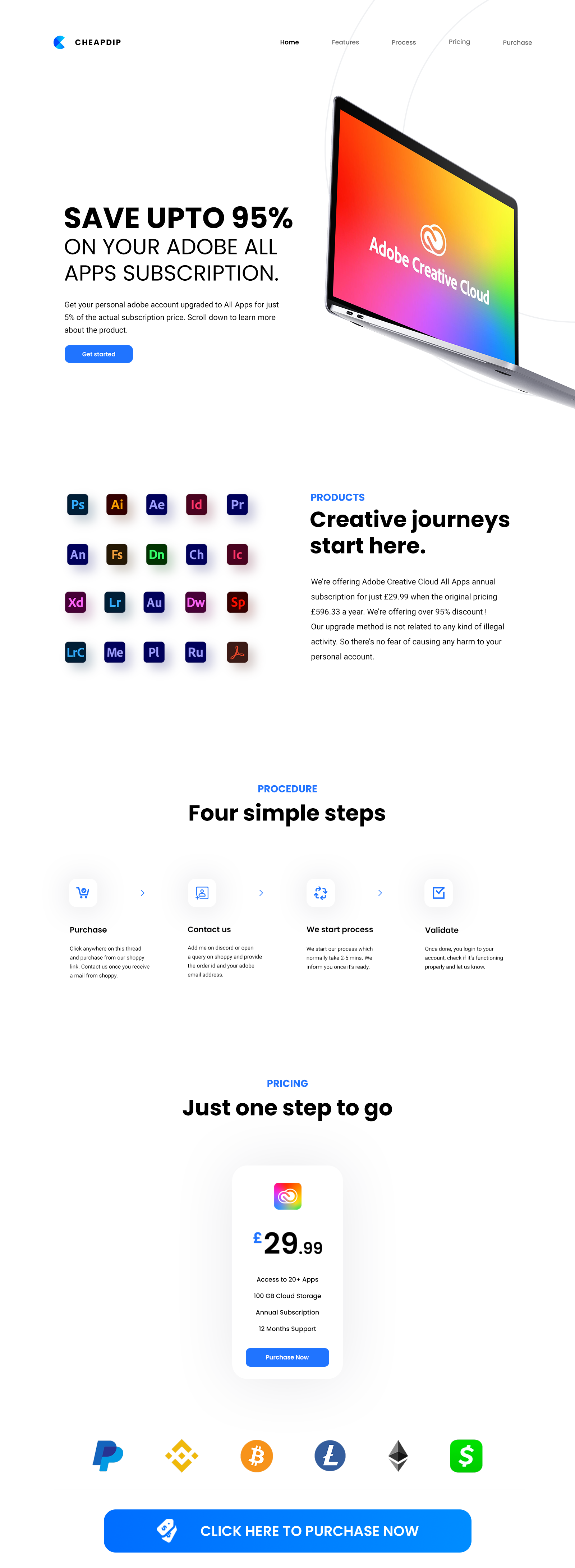 ADOBE CREATIVE CLOUD ALL APPS 》SAVE 95% FLAT 》PRIVATE UPGRADE 》ANNUAL  SUBSCRIPTION 》PP, CASHAPP, ANY CRYPTO - Products - Nulled