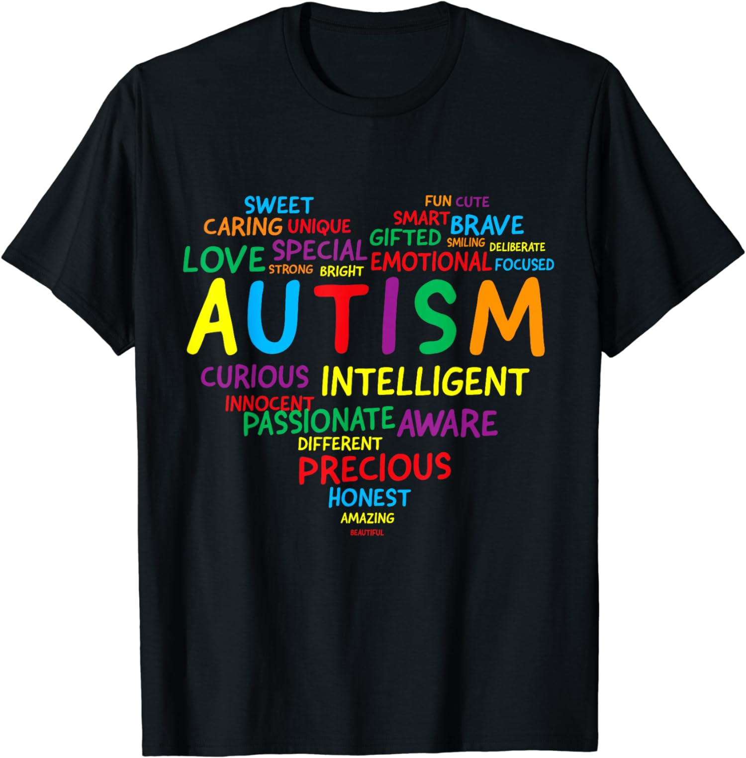 Autism Awareness Month Colorful Hearth Design Unisex T-Shirt