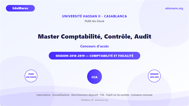 Master Comptabilité, Contrôle, Audit (CCA) — FSJES Ain Chock 2018-2019